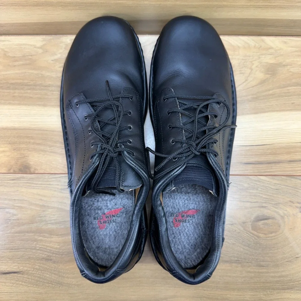 Red Wing Aluminum Toe Oxford Low Work Shoe 13 D Black Leather Oil Slip Resistant